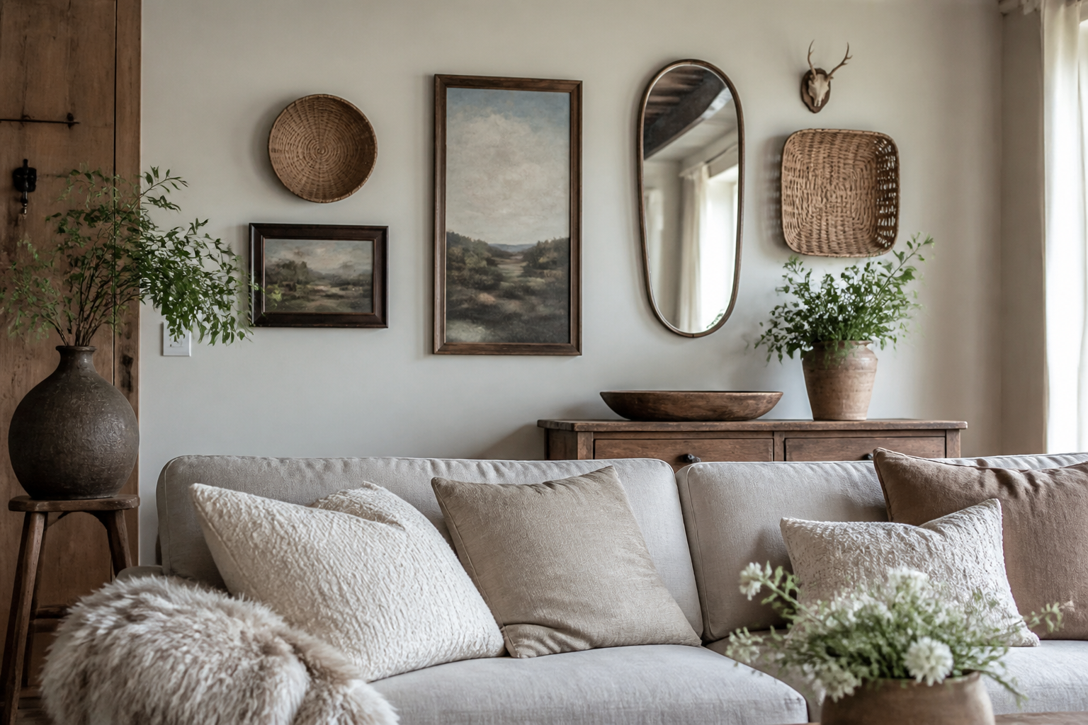 wanddecoratie landelijk interieur